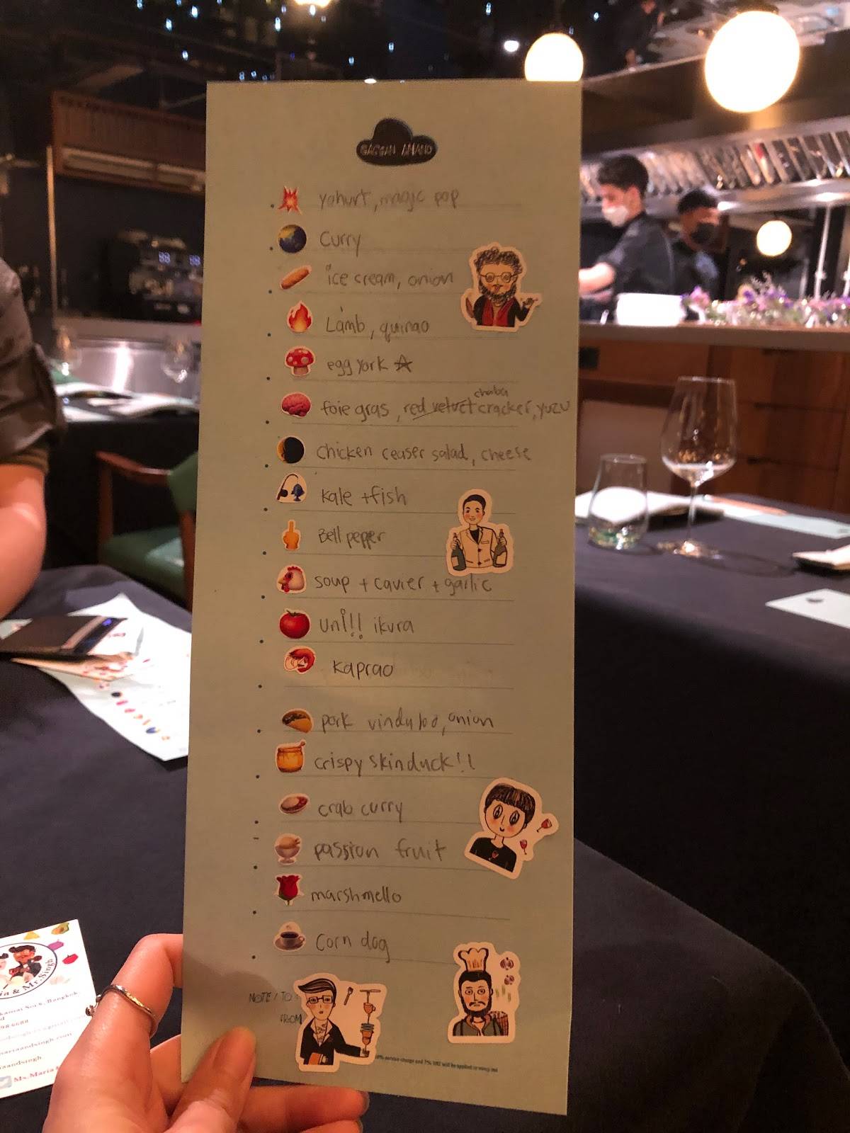 Menu At Gaggan Restaurant Bangkok