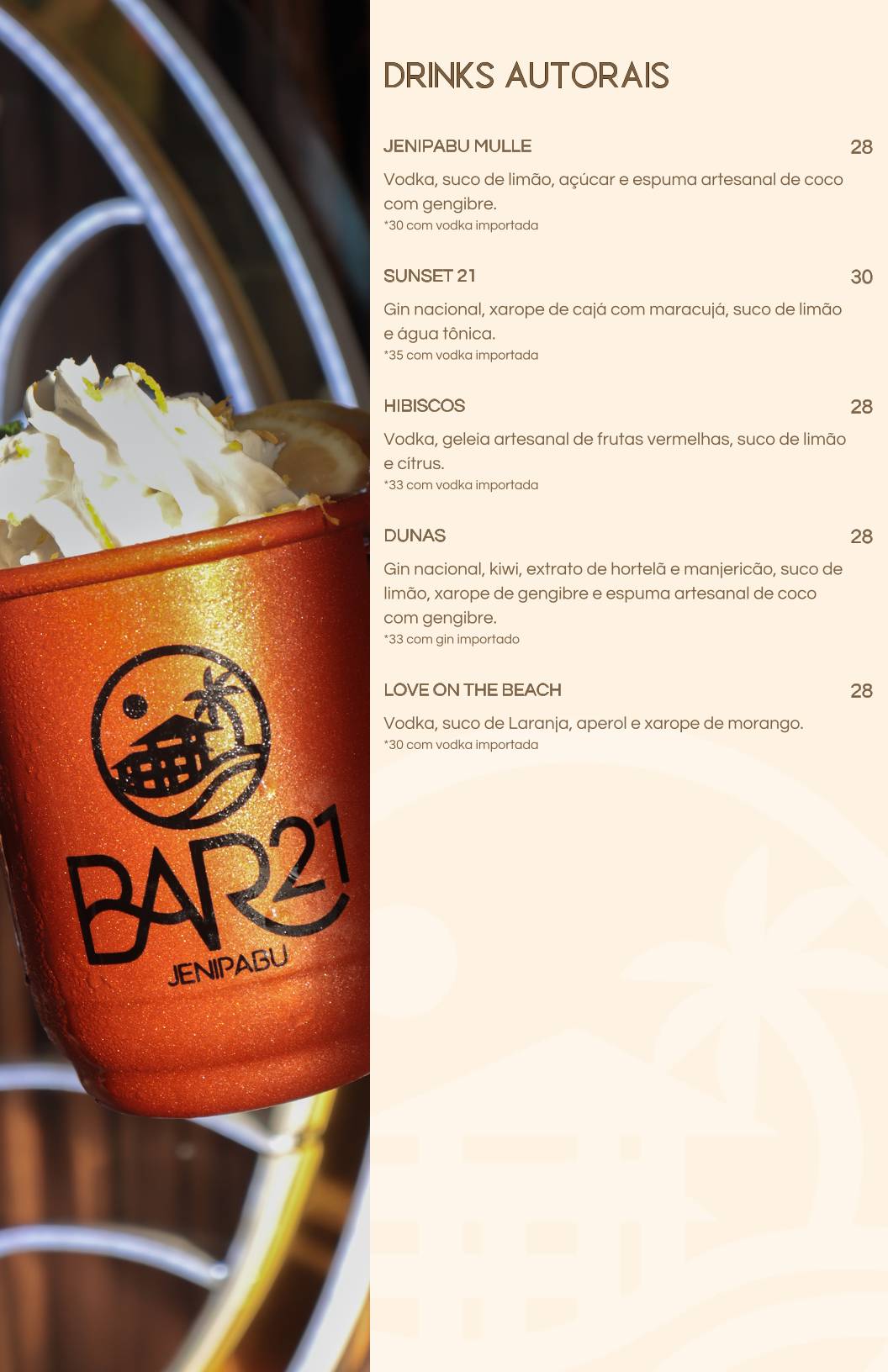 Bar 21 Jenipabu cardápio