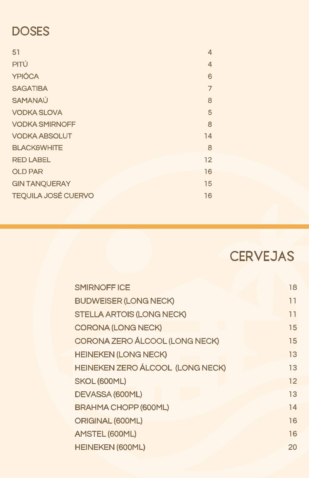 Bar 21 Jenipabu cardápio