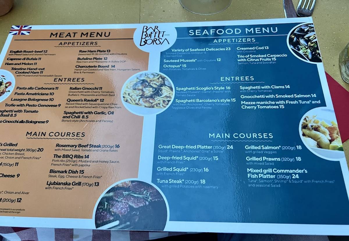 Menu di Bar Buffet Borsa 