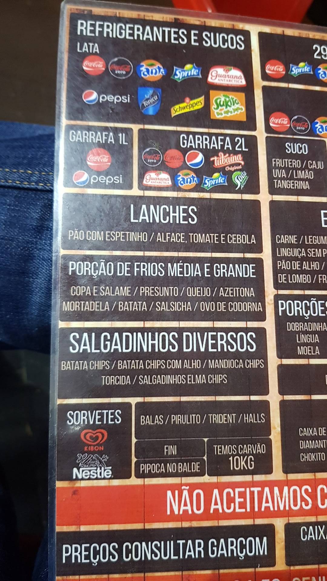 Bar da Nelma cardápio