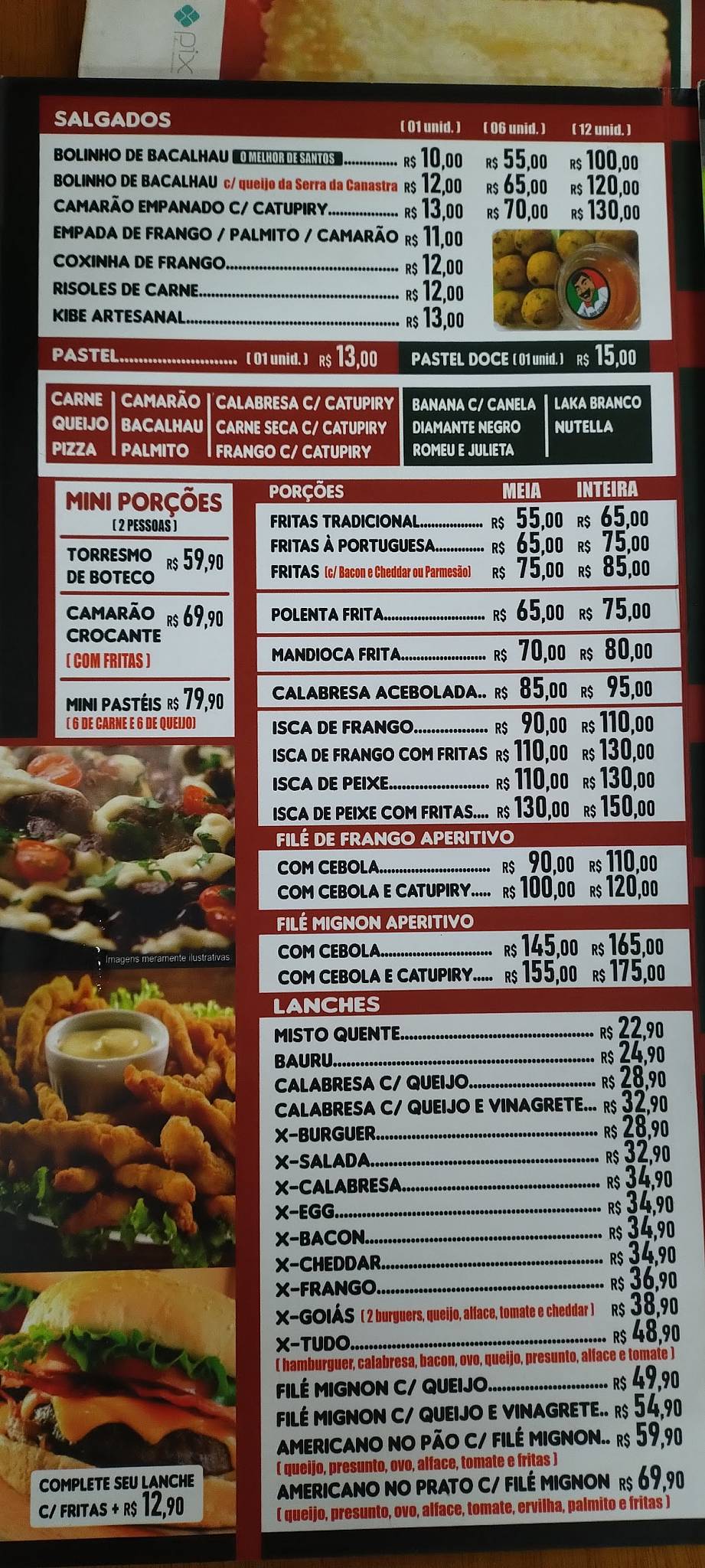 Bar Goiás cardápio
