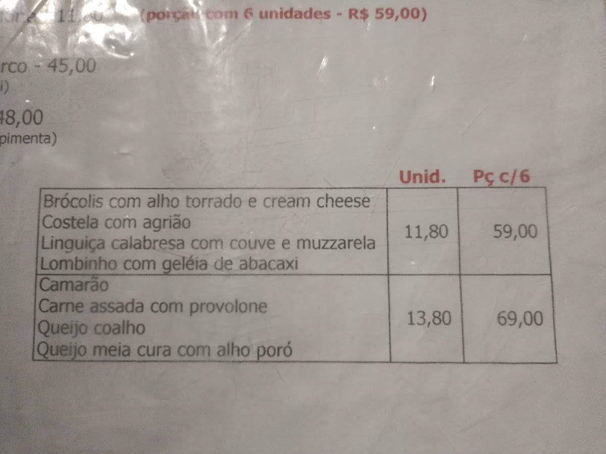Bar Elo Perdido cardápio