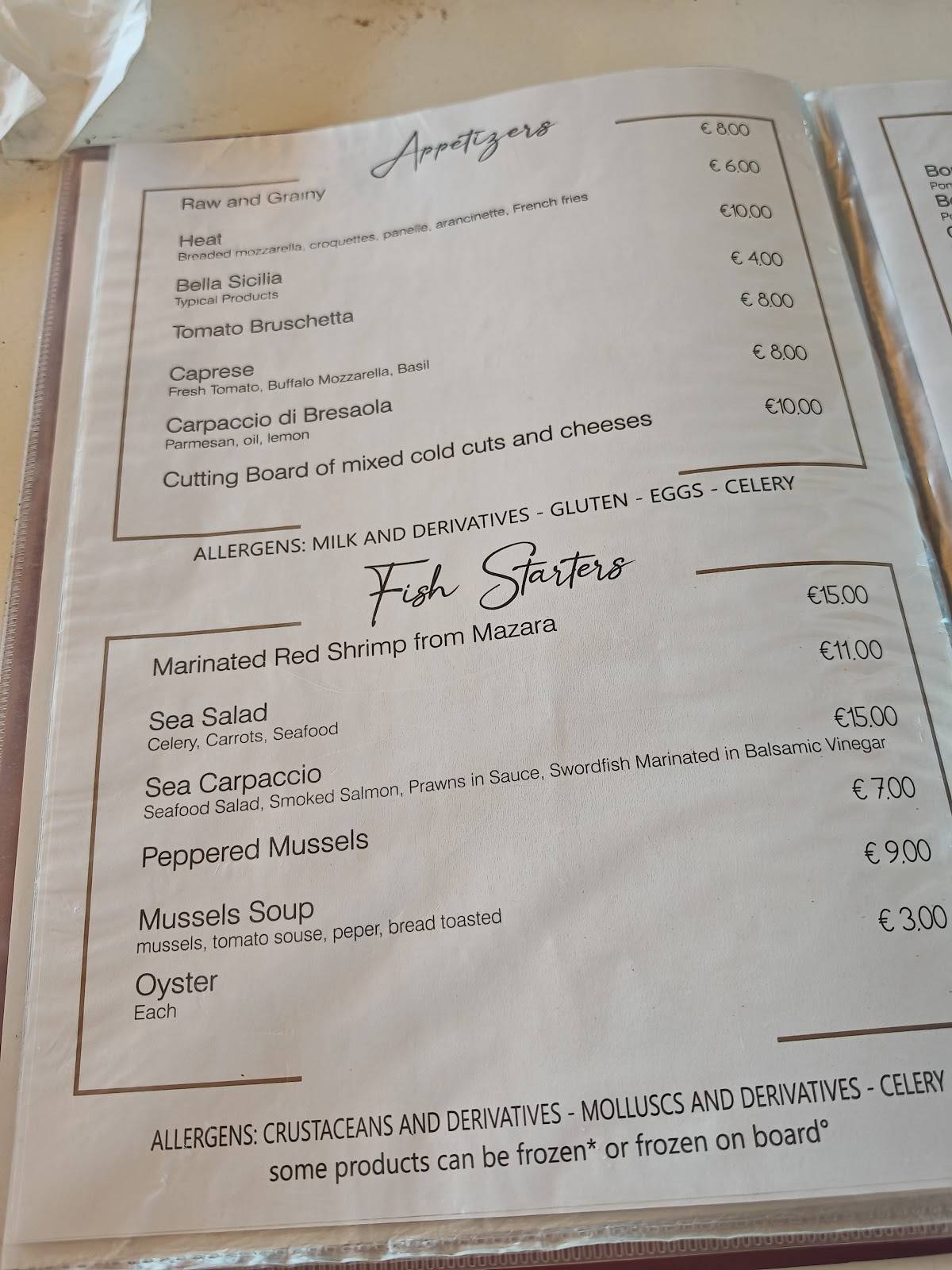 Menu di Bar Reale 