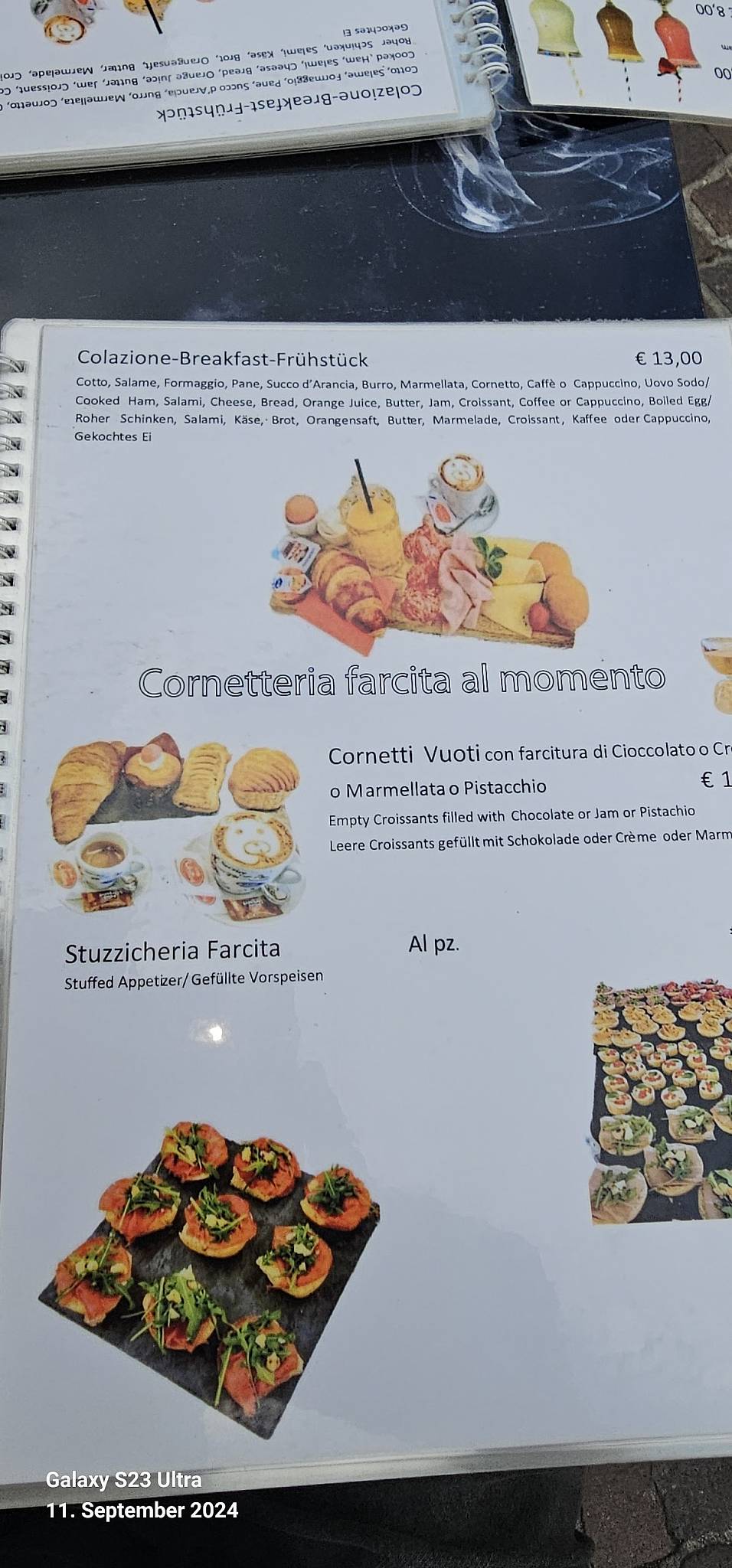 Menu di Bar Tempo 