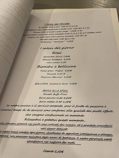 Menu di Bar Trattoria "Il Moretto" 