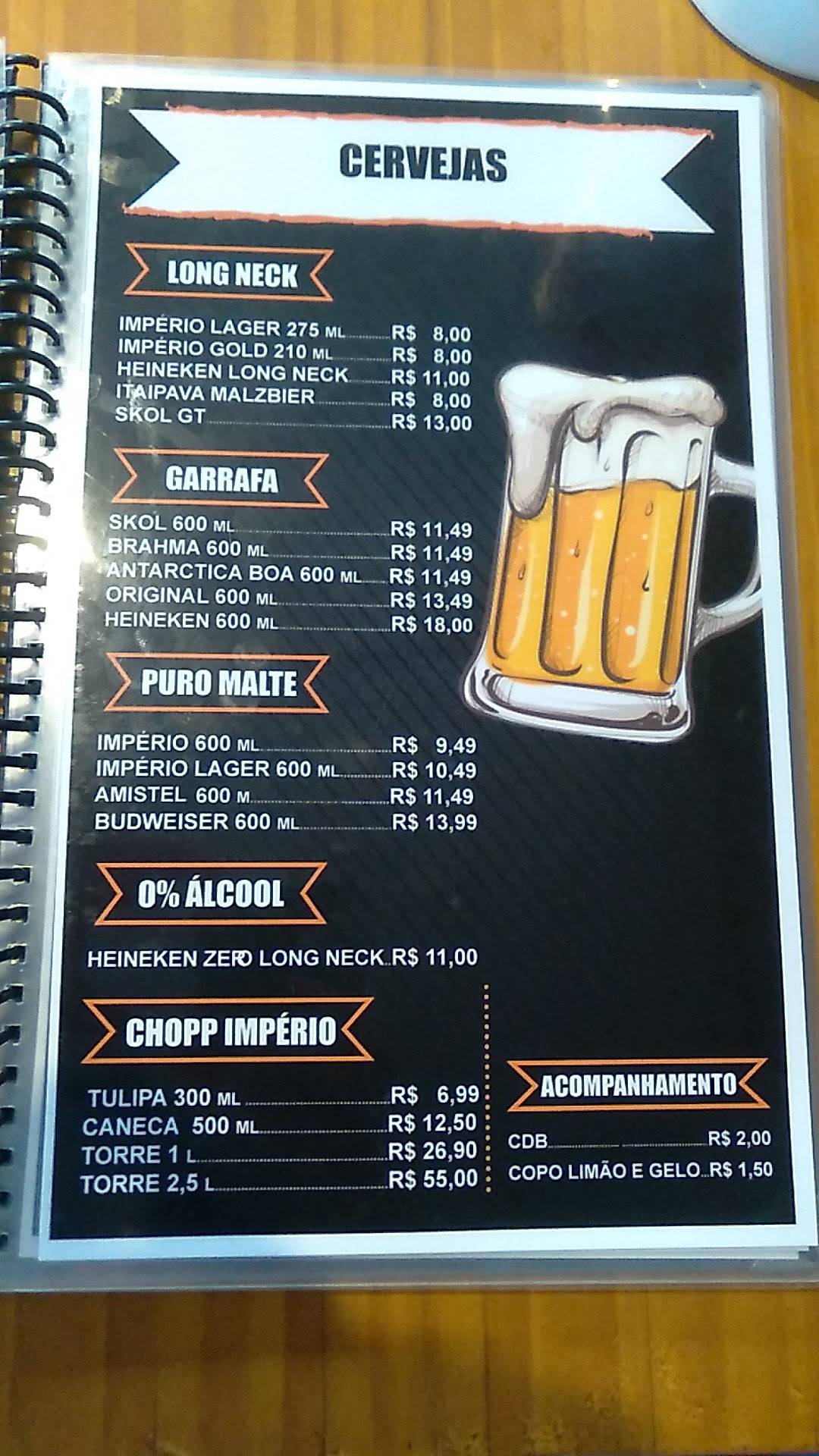 Bar do Chefe cardápio