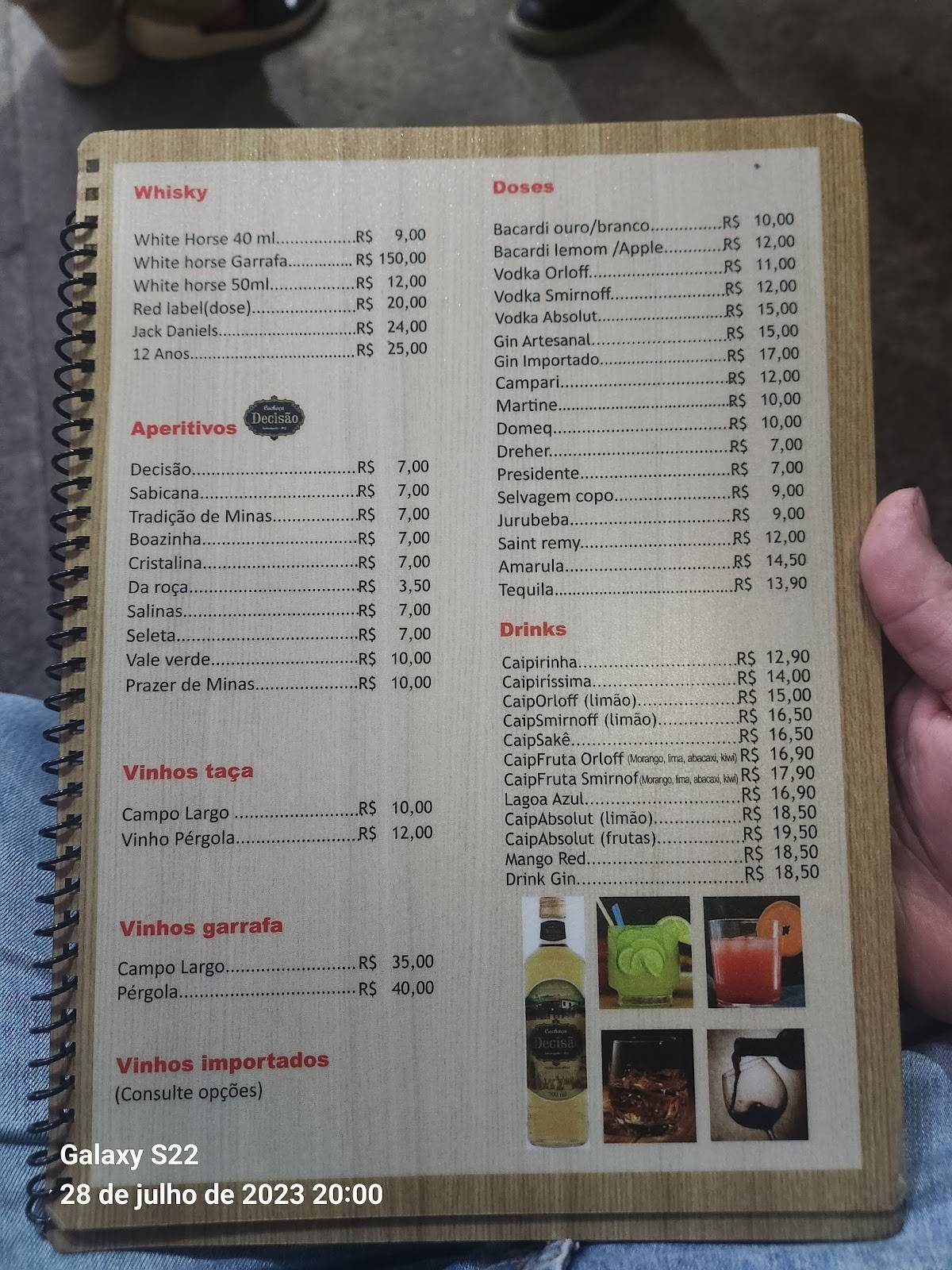 Bar do Zezé cardápio