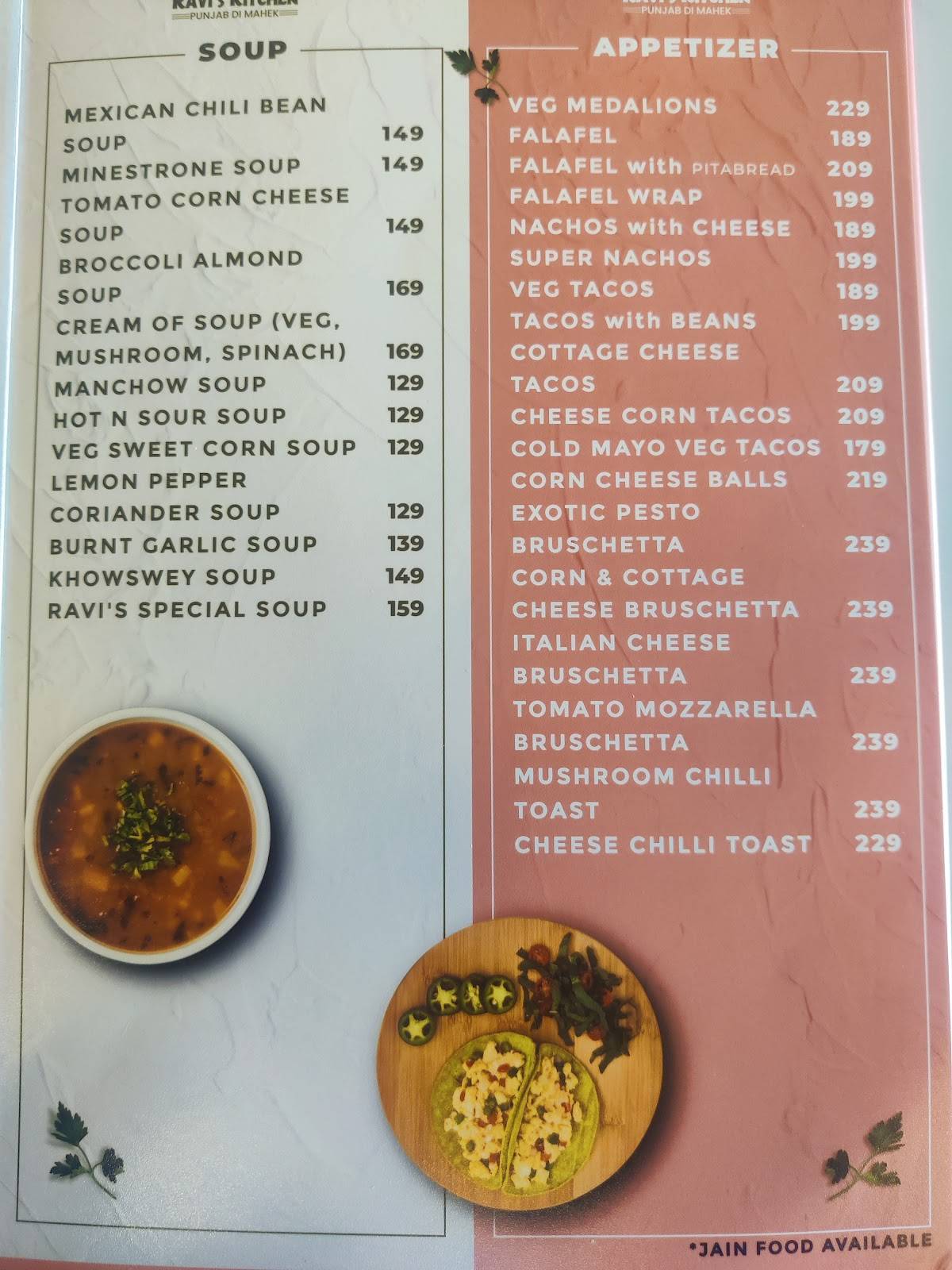 Ravi's Kitchen menu
