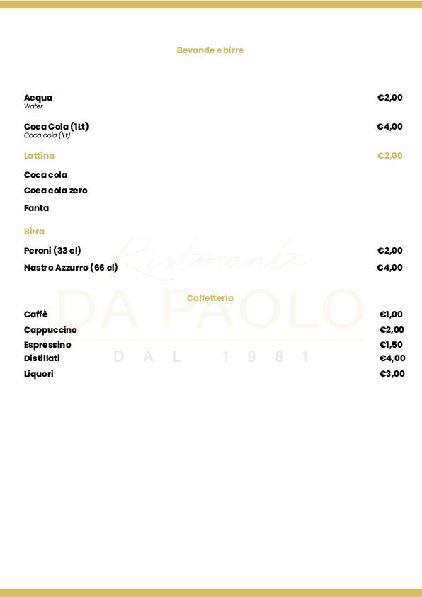 Menu di Da Paolo 