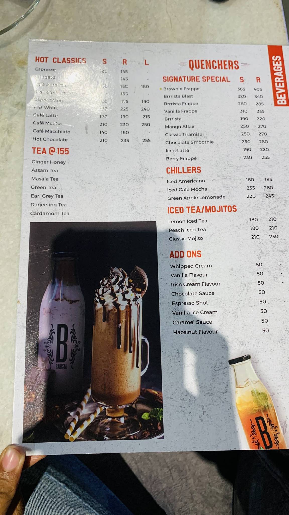 Barista menu
