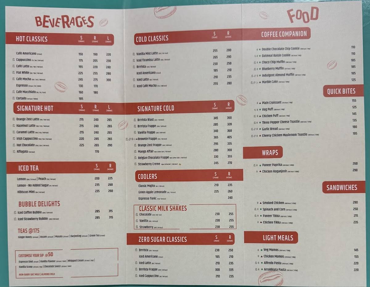 Barista Rohtak menu