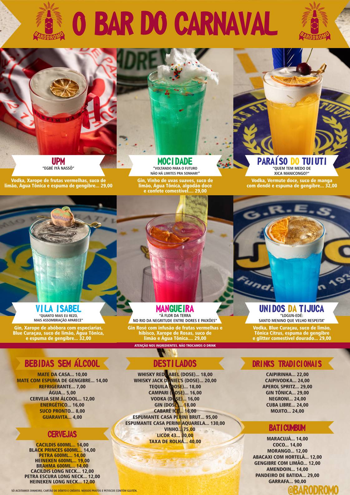 Baródromo cardápio