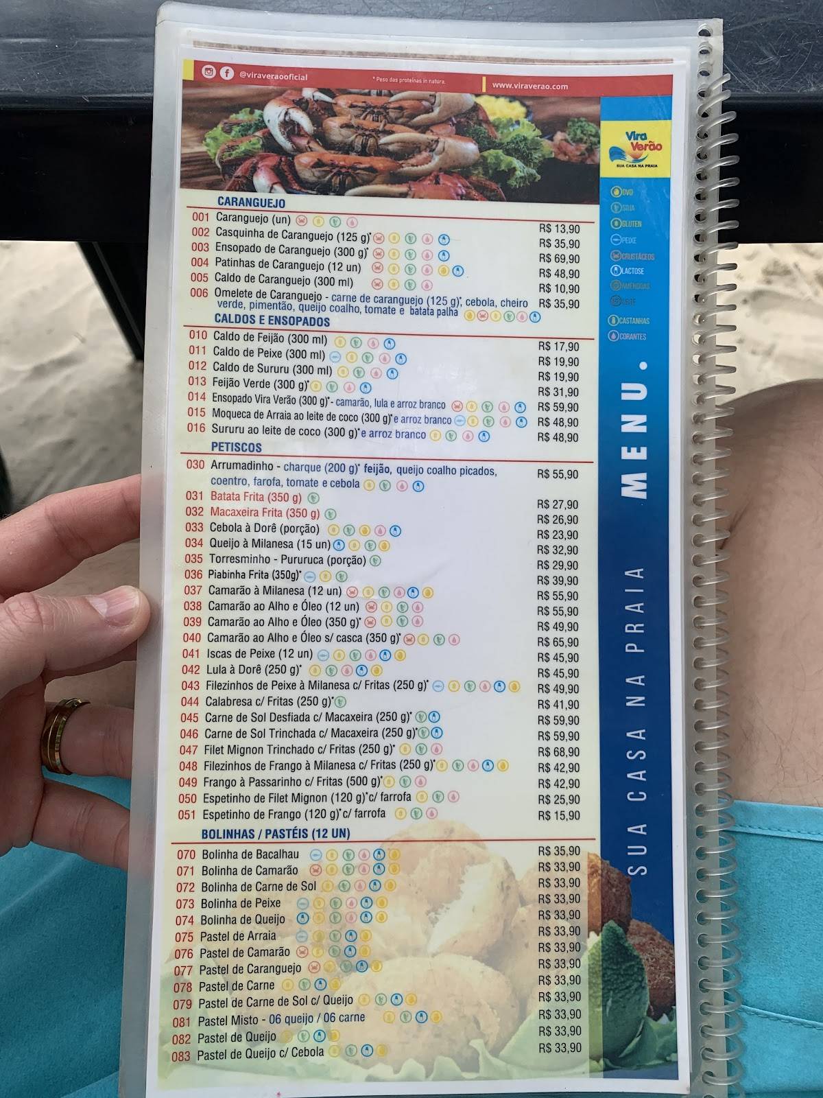 Vira Verão cardápio