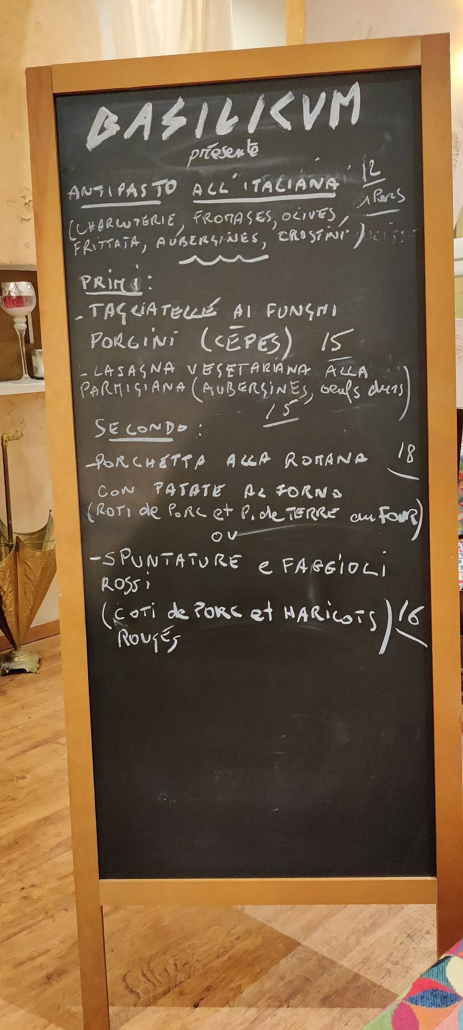 Menu de Basilicum