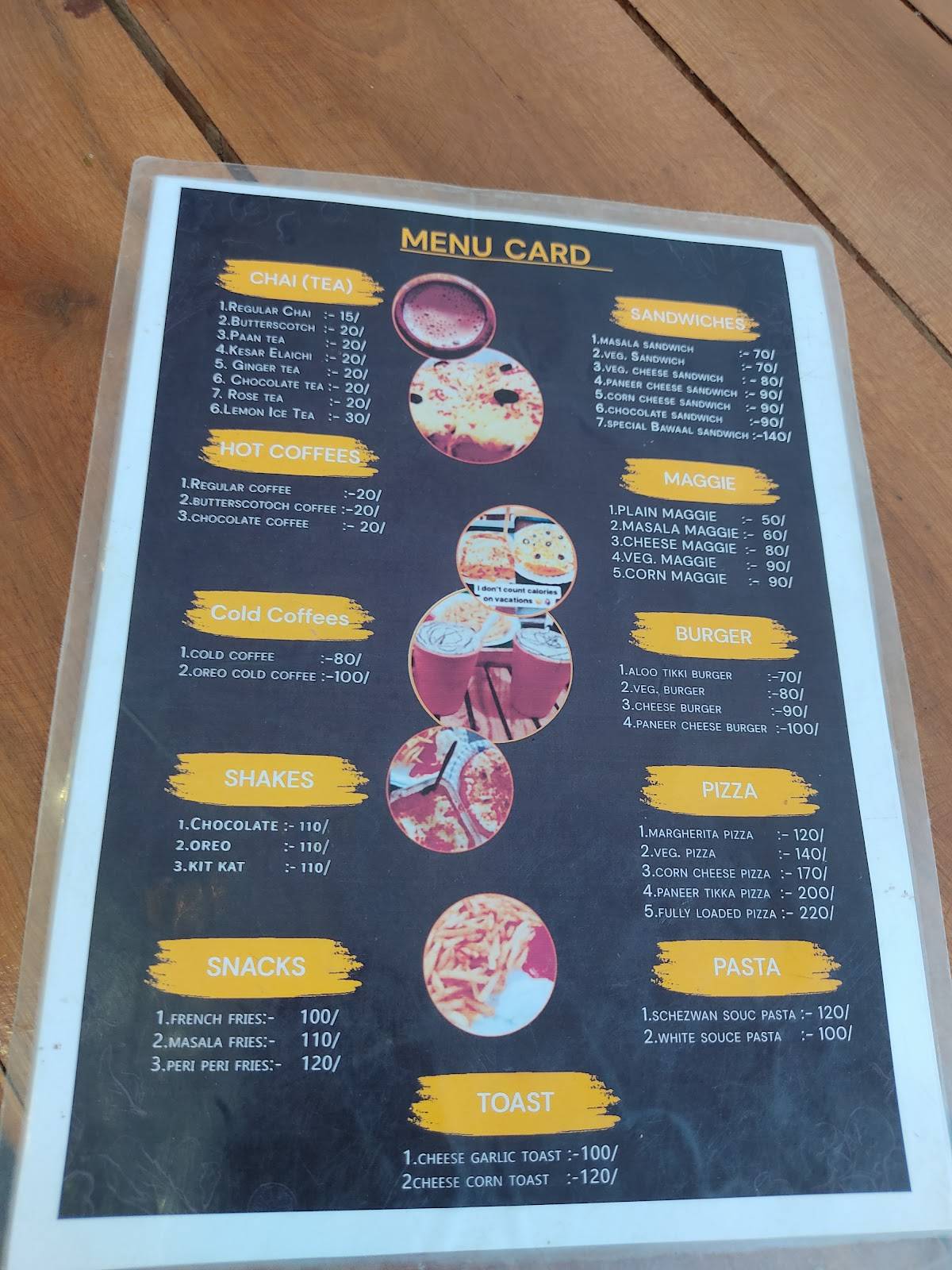 Bawaal chai bar menu