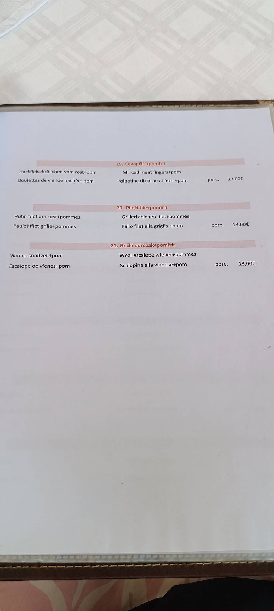 Menu di Bedem 