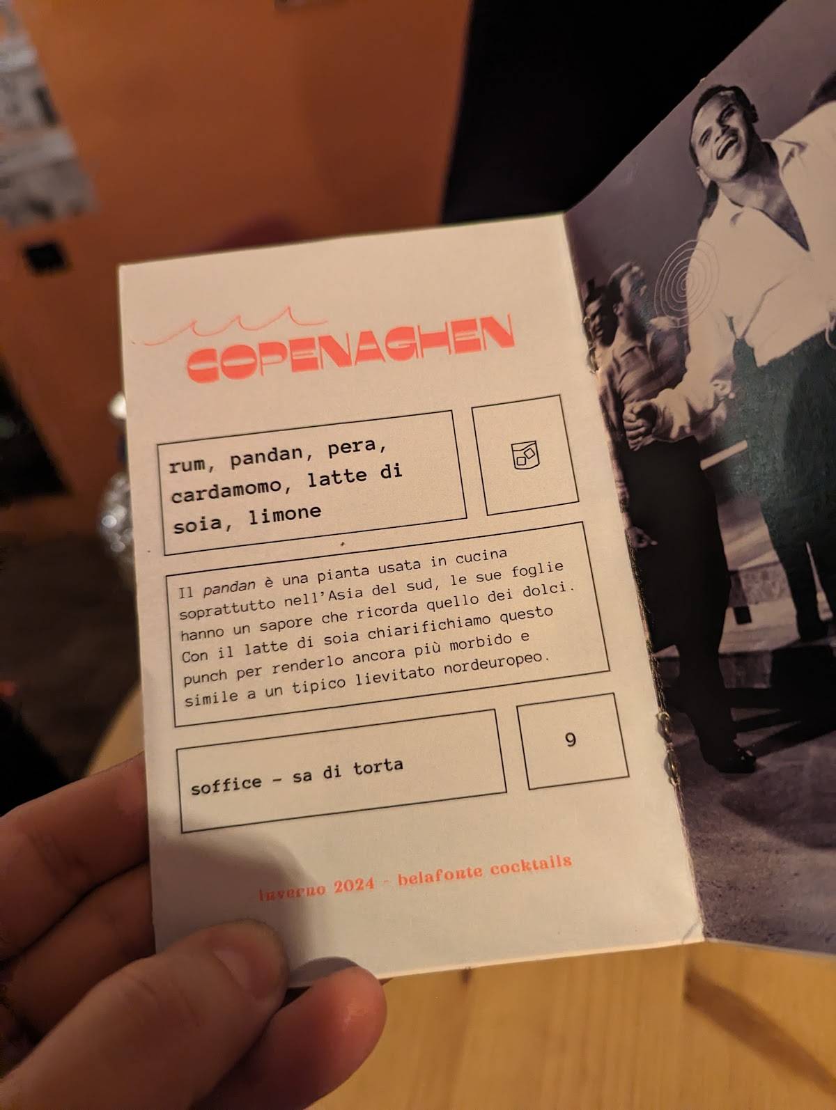 Menu di Belafonte cocktails 