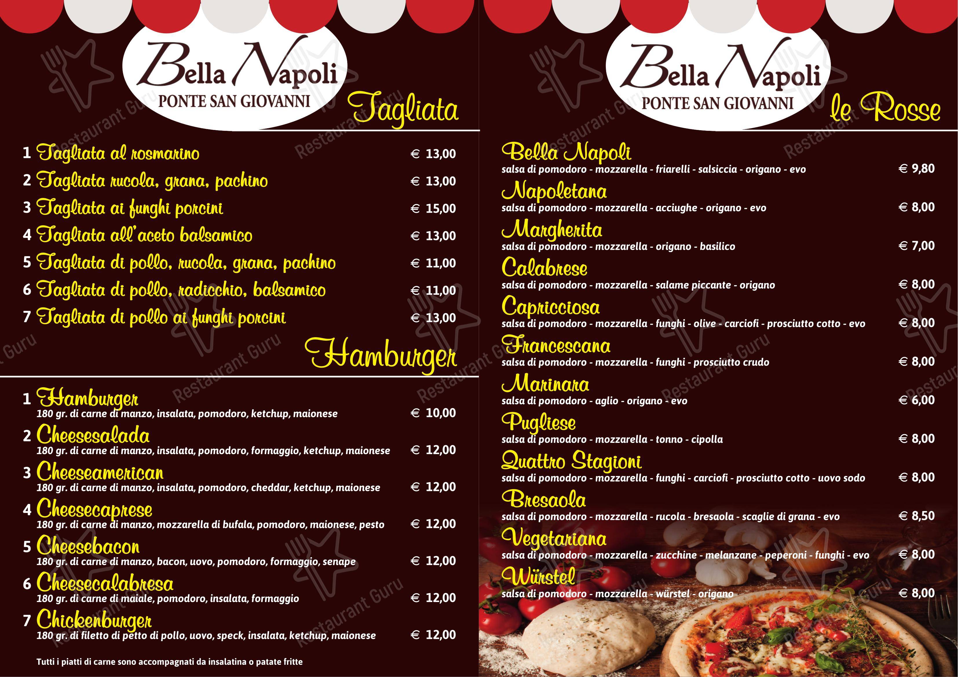 Bella Napoli PSG in Perugia - Menu
