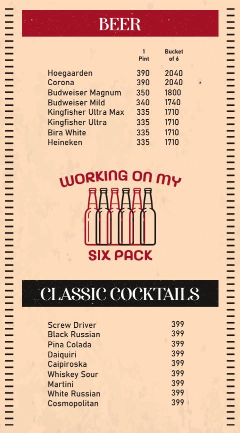 BellaVista Cafe & Skybar menu