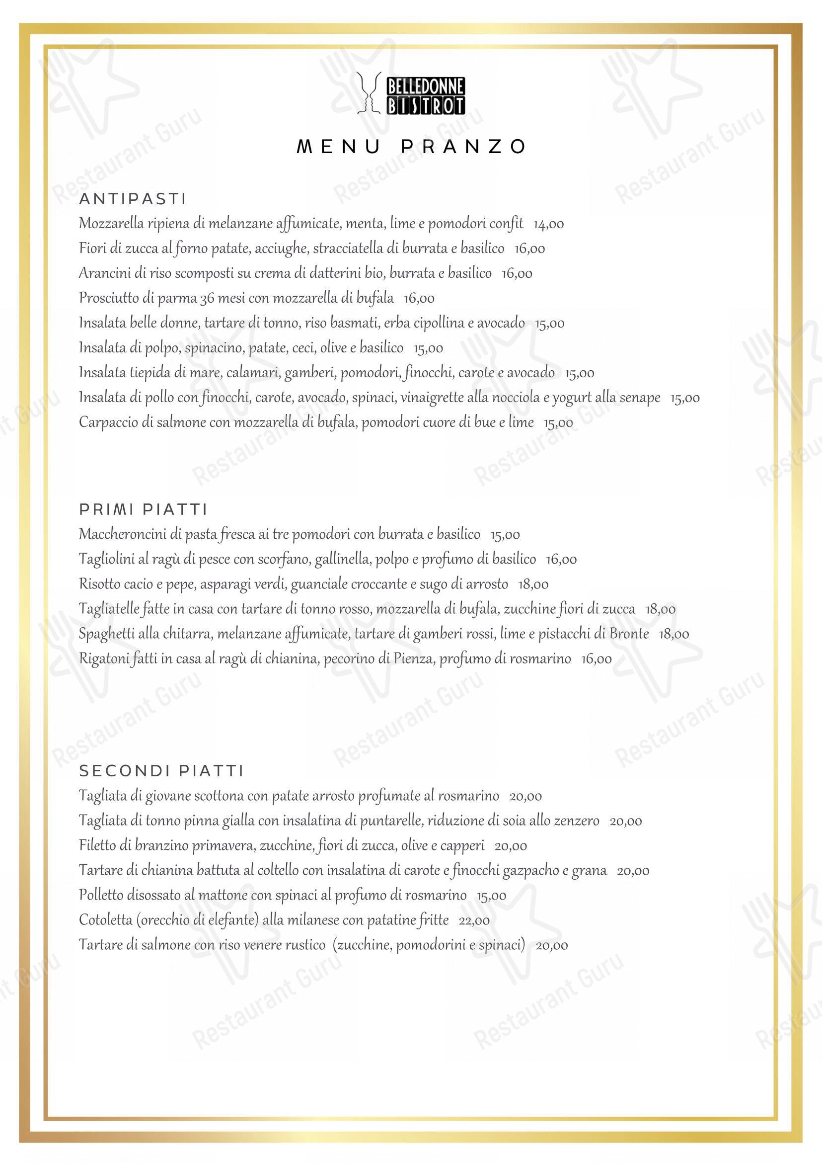 Menu di Belle Donne Bistrot - 菜单