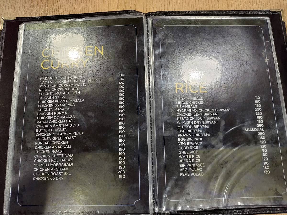 Restorite Restuarant menu