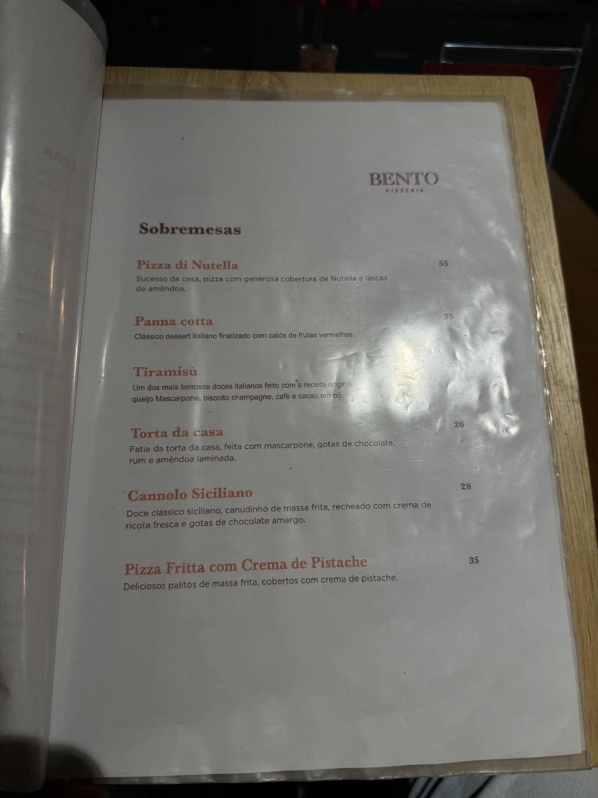 Bento Pizzeria Napoletana cardápio
