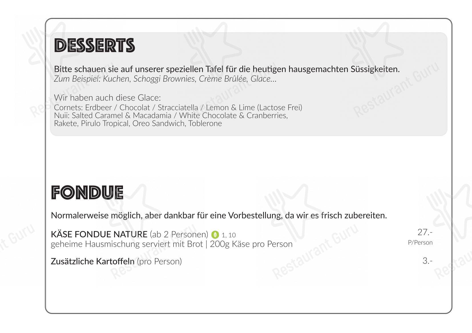 Menu bar per Berggasthaus Eggberge