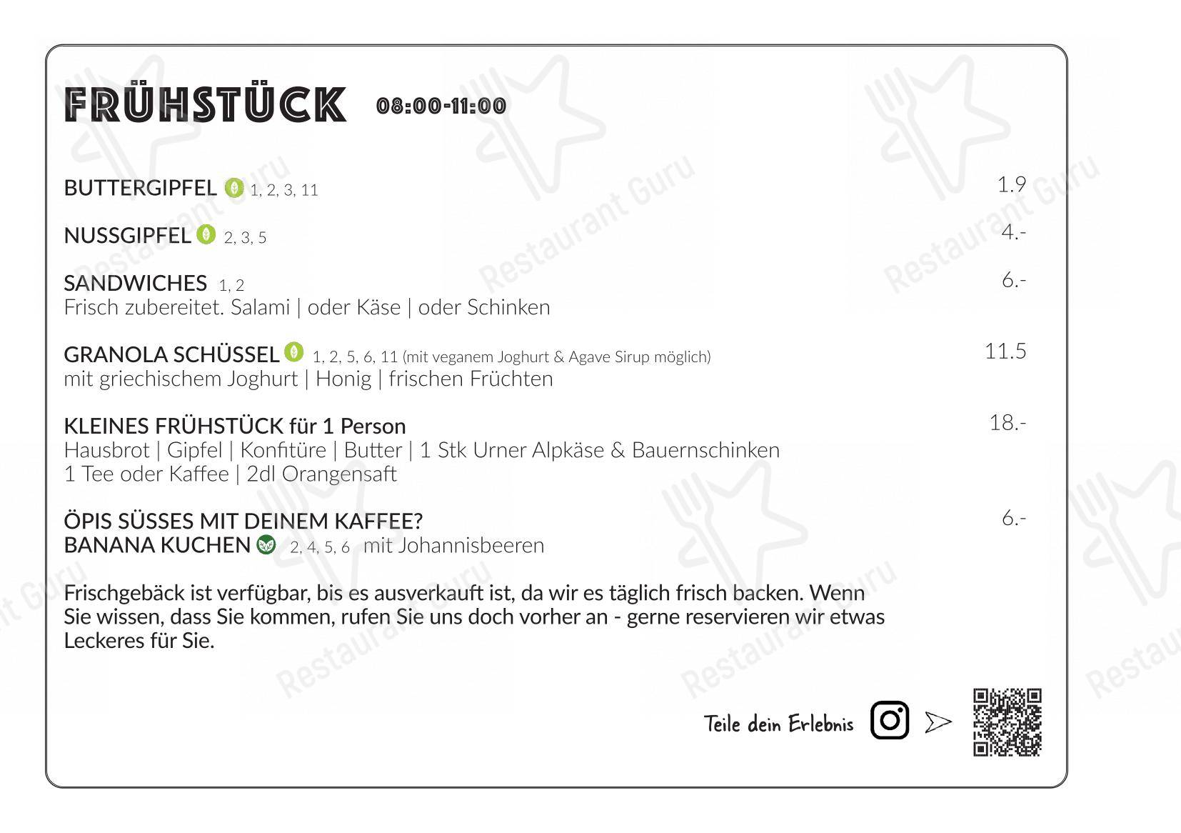 Menu di Berggasthaus Eggberge - Menu bar