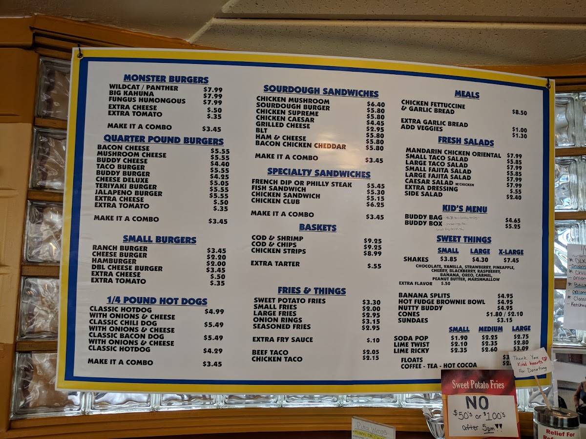 Menu at Bernie's burgers &amp; suds restaurant, Wenatchee