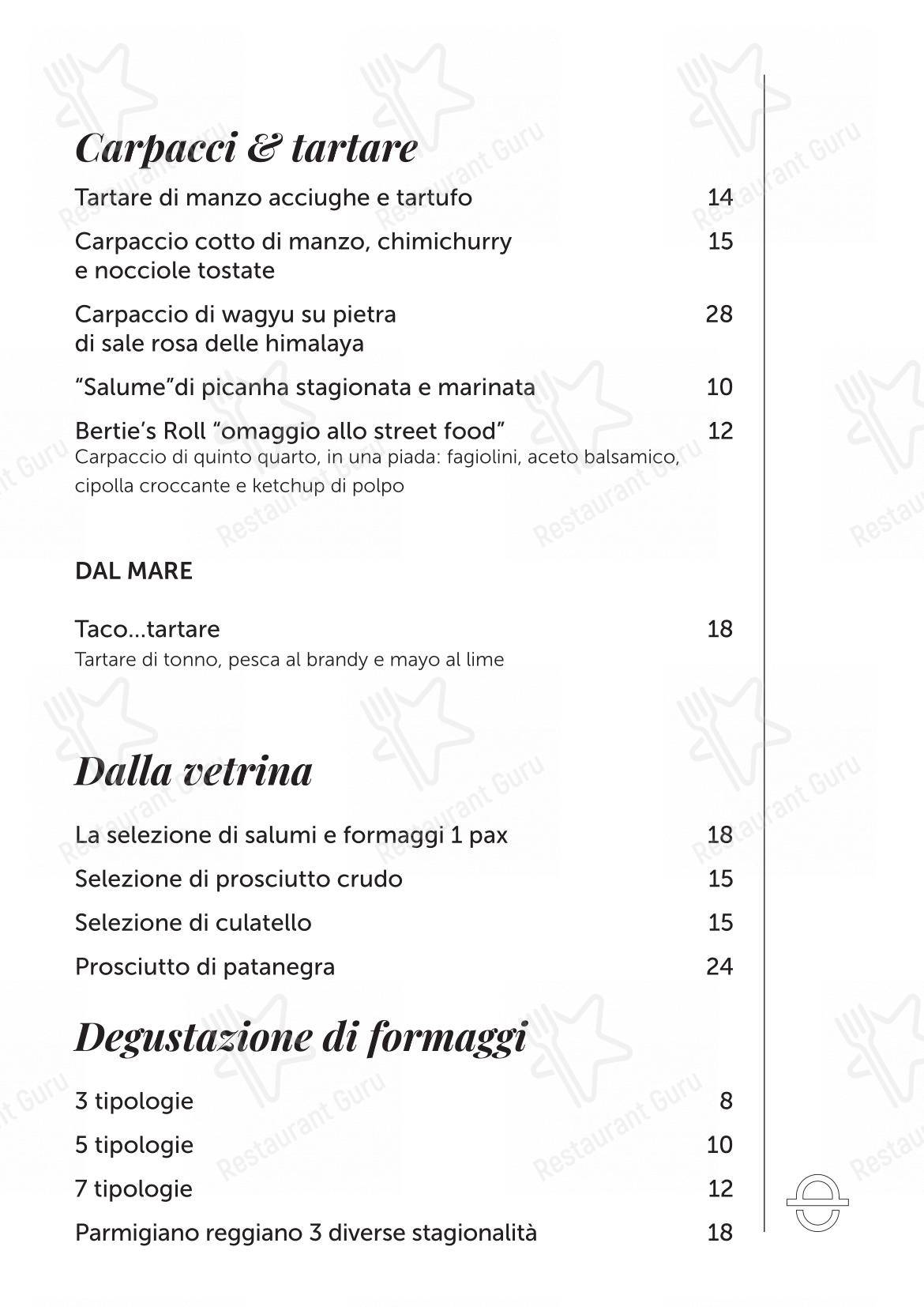 Bertie's Bistrot in Nola - Menu