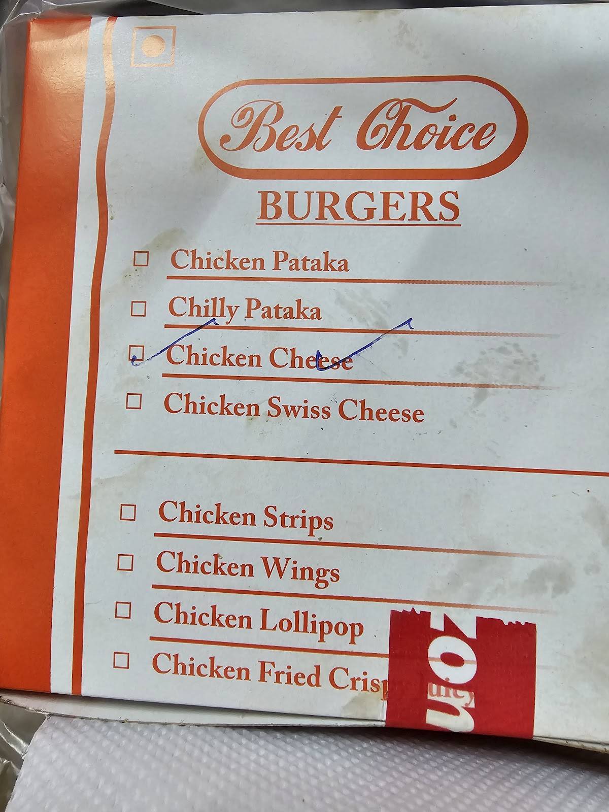 Best Choice menu
