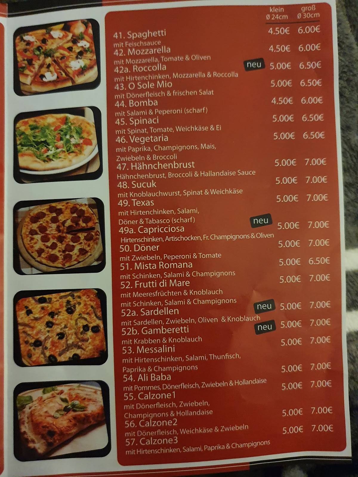 Menu de Bester Döner Pizzeria ALIBABA Versmold