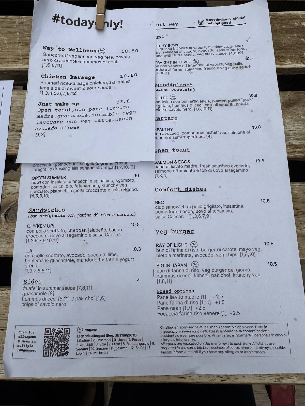 Menu di Bgood 