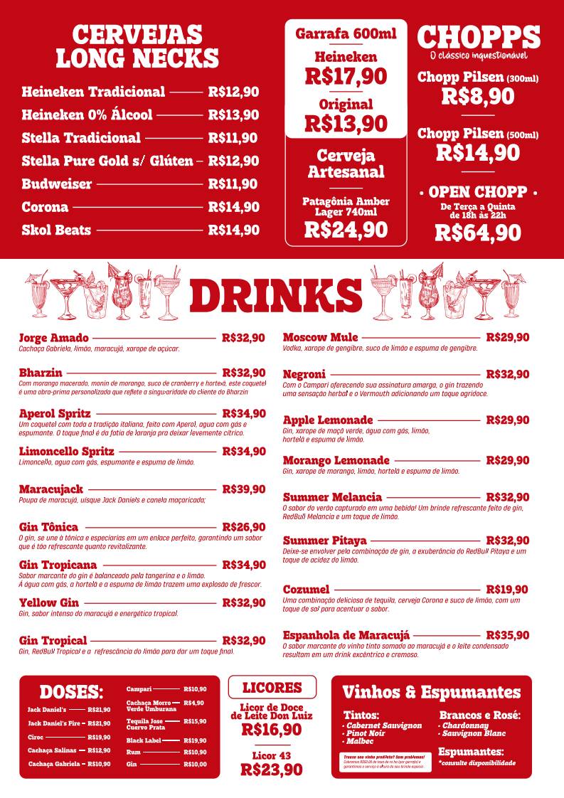 Restaurante e Gastrobar - Bharzin cardápio