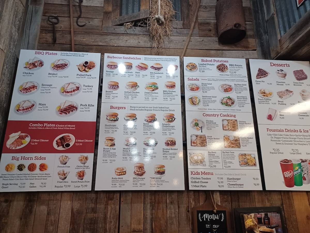 Menu at Big Horn BBQ, Pearland