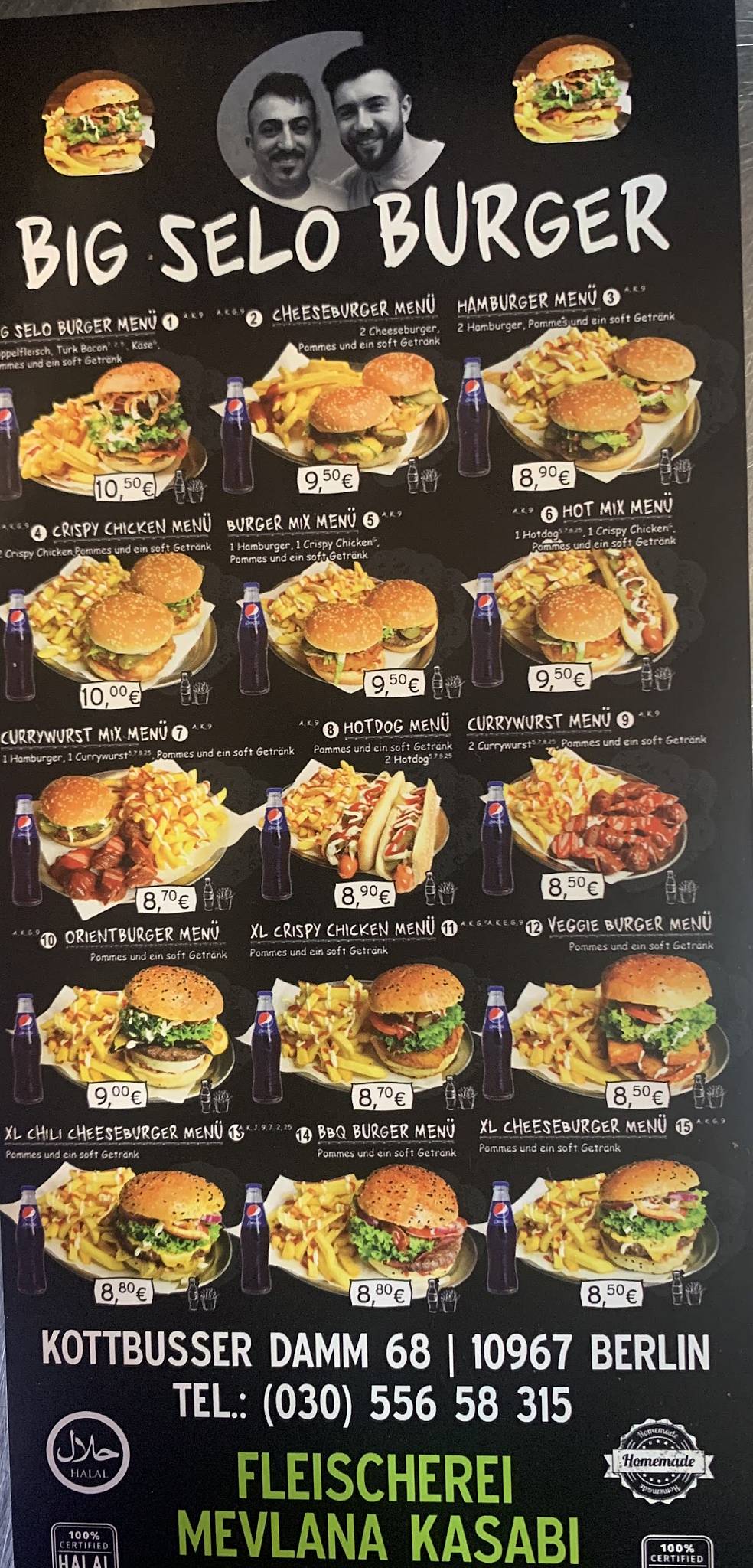 Speisekarte von Big Selo Burger restaurant, Berlin