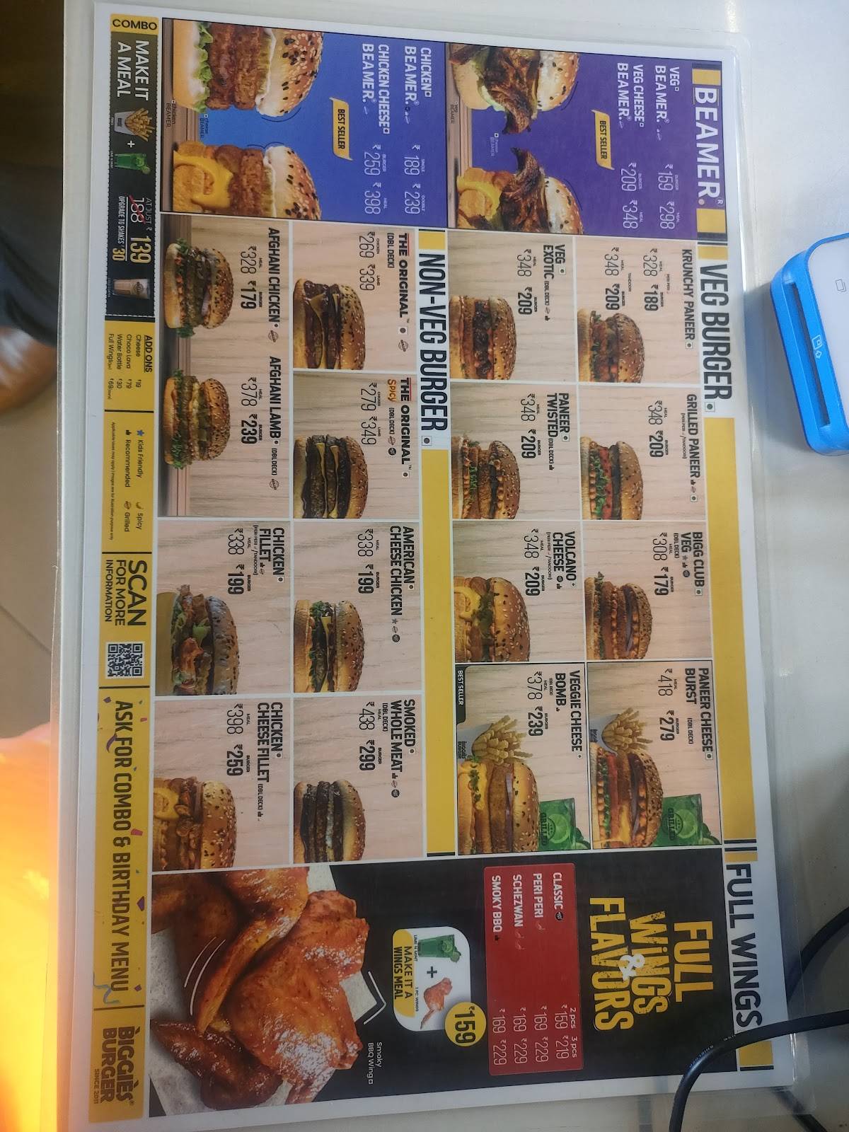 Biggies Burger: Besant Nagar menu