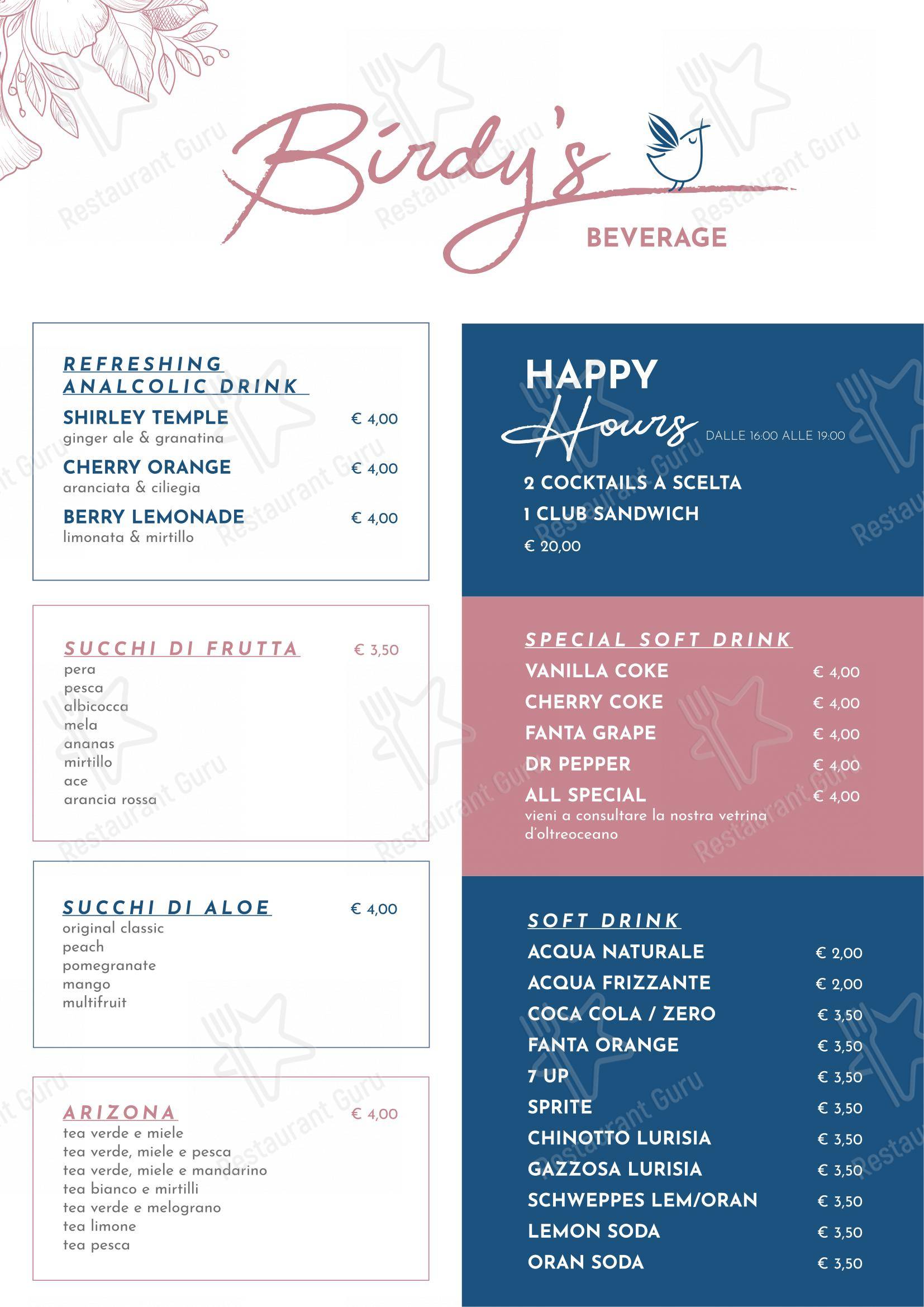 Birdy The Bakery - Portici in Portici - Menu