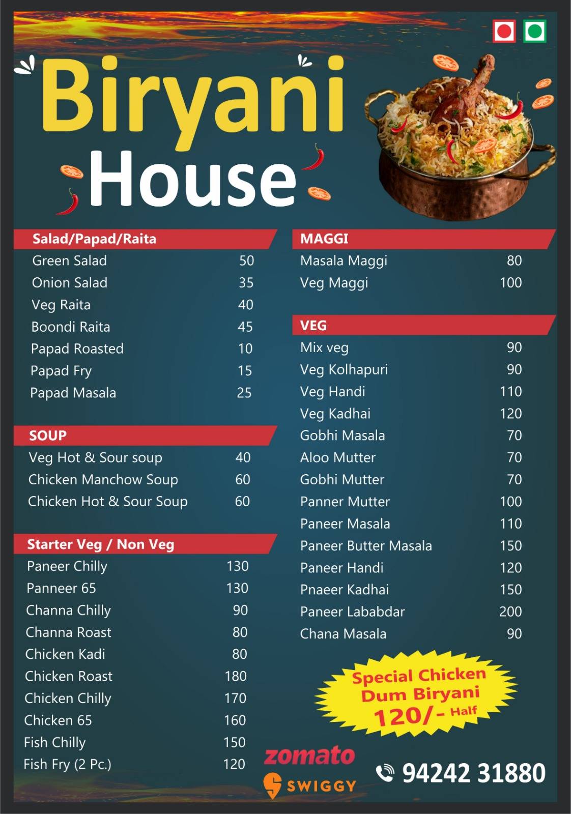Biryani House menu