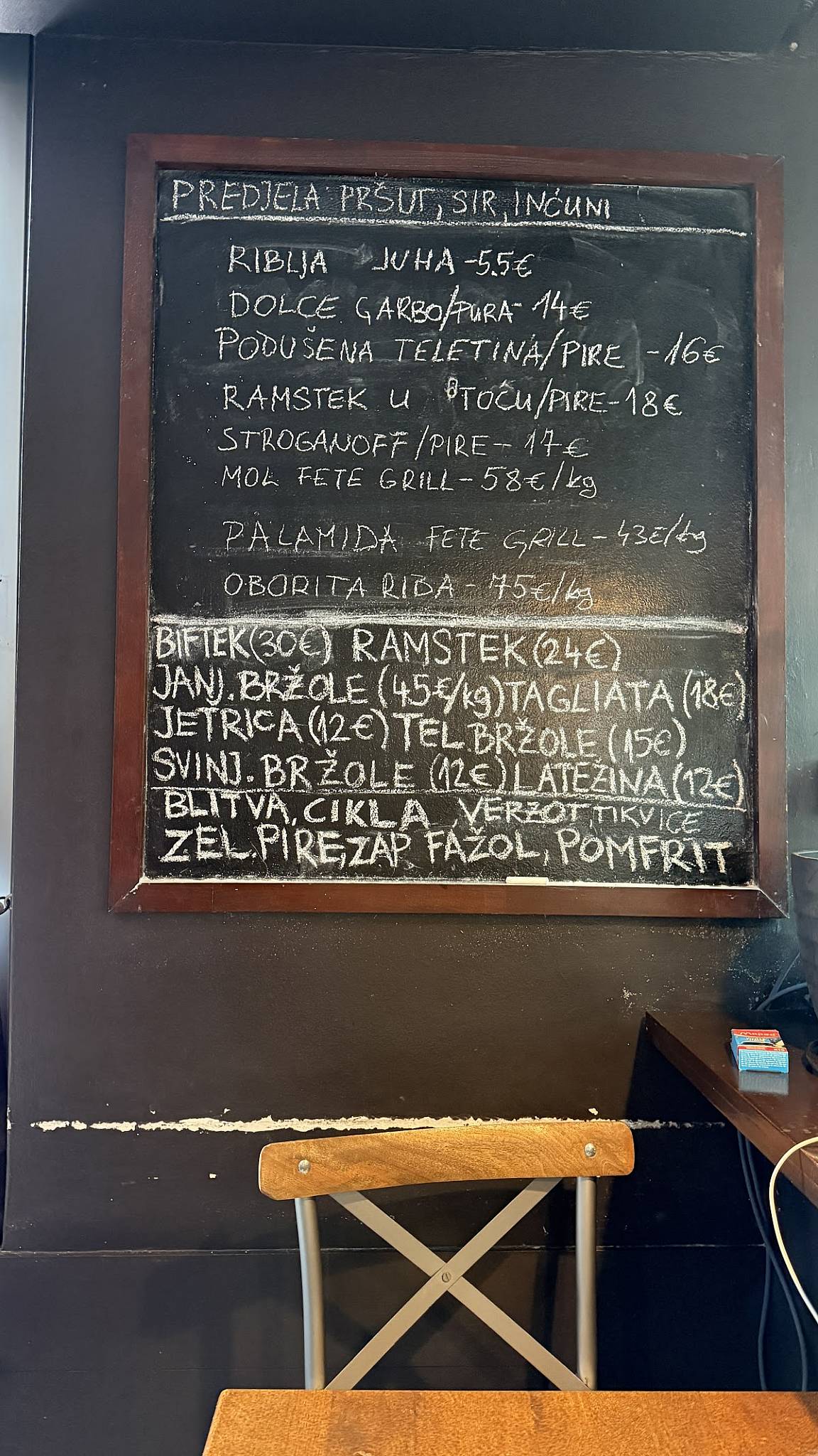 Menu di Bistro Ćiba 