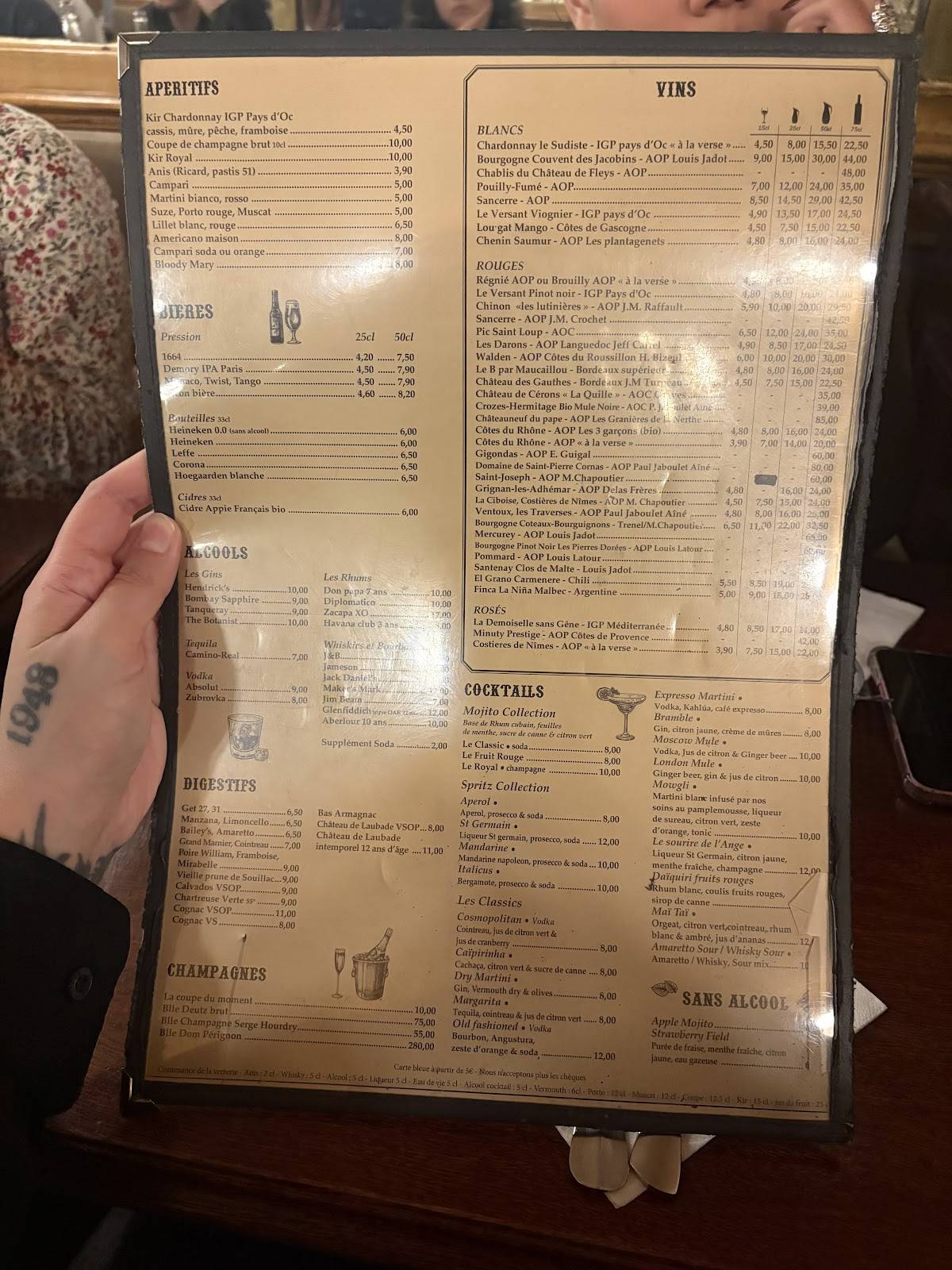 Menu de Bistrot Victoires
