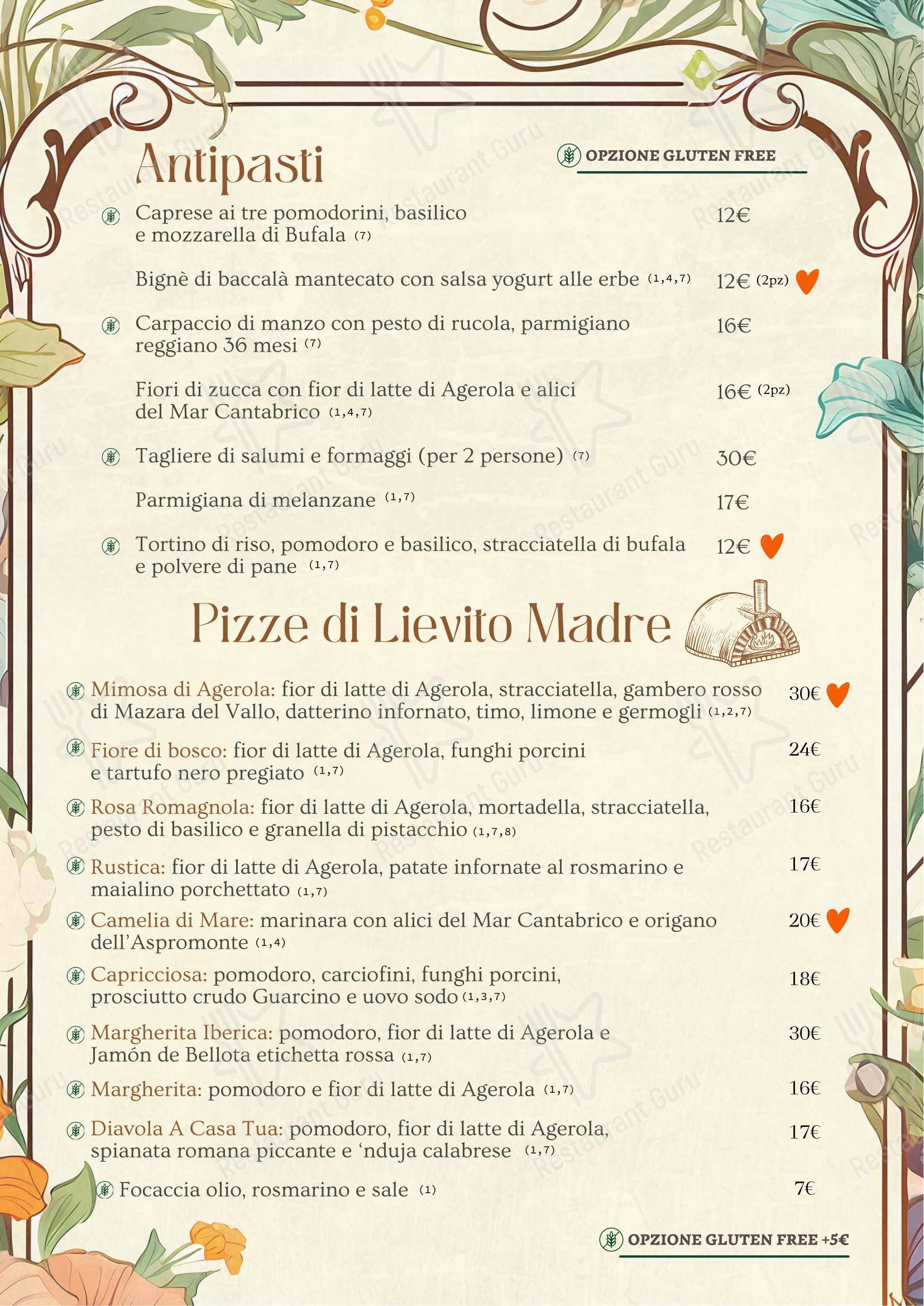 Menu bar per A Casa Tua ristorante