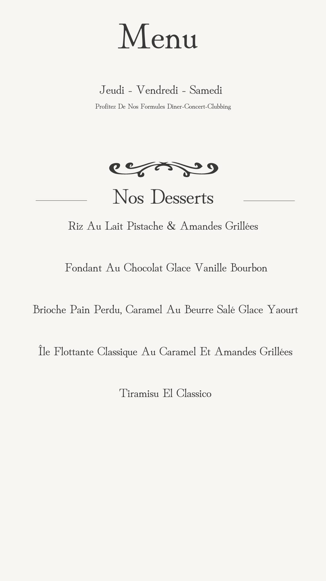 Menu de Bizz'art