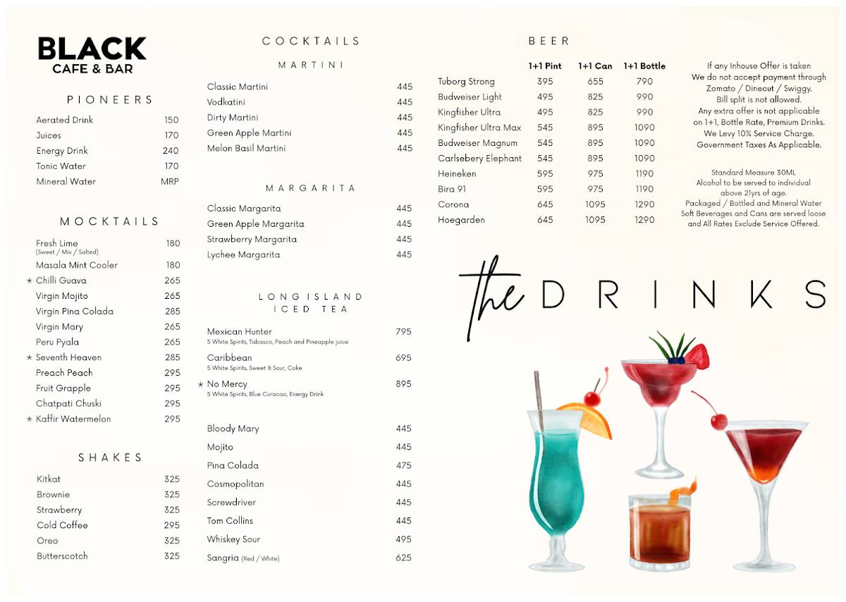Black Cafe & Bar menu