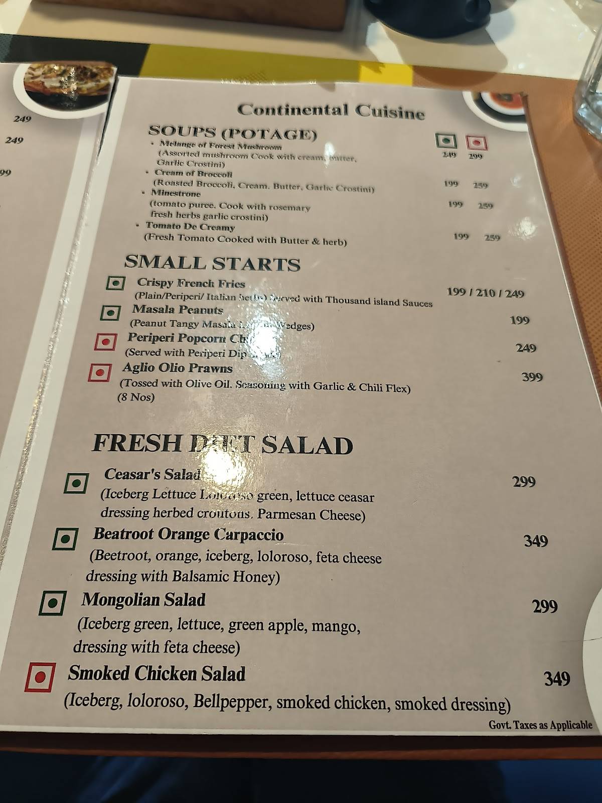 Blue Diamond NH33 menu