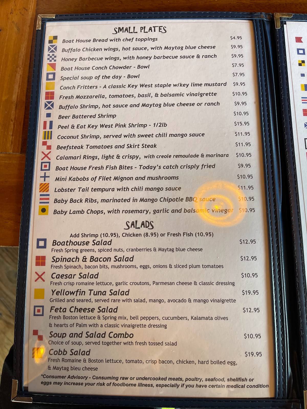 Menu at Boat House Bar & Grill, Key West, 220 Margaret Street