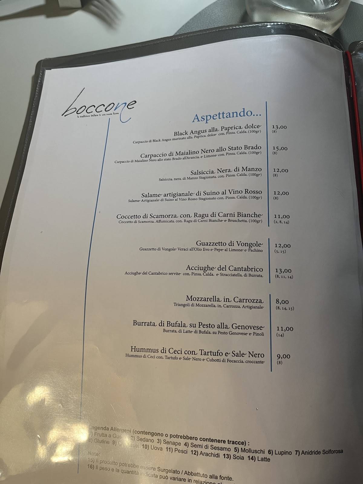 Menu di Boccone - Ristorante Perugia 