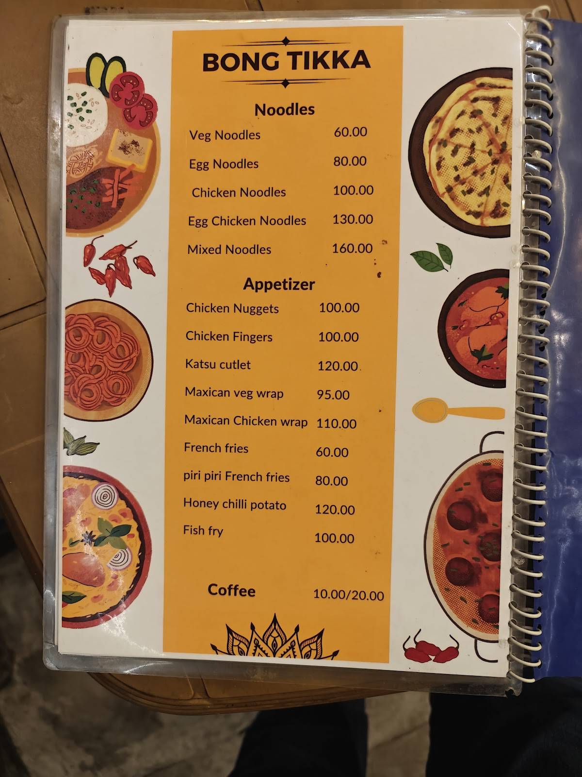 Bong tikka menu