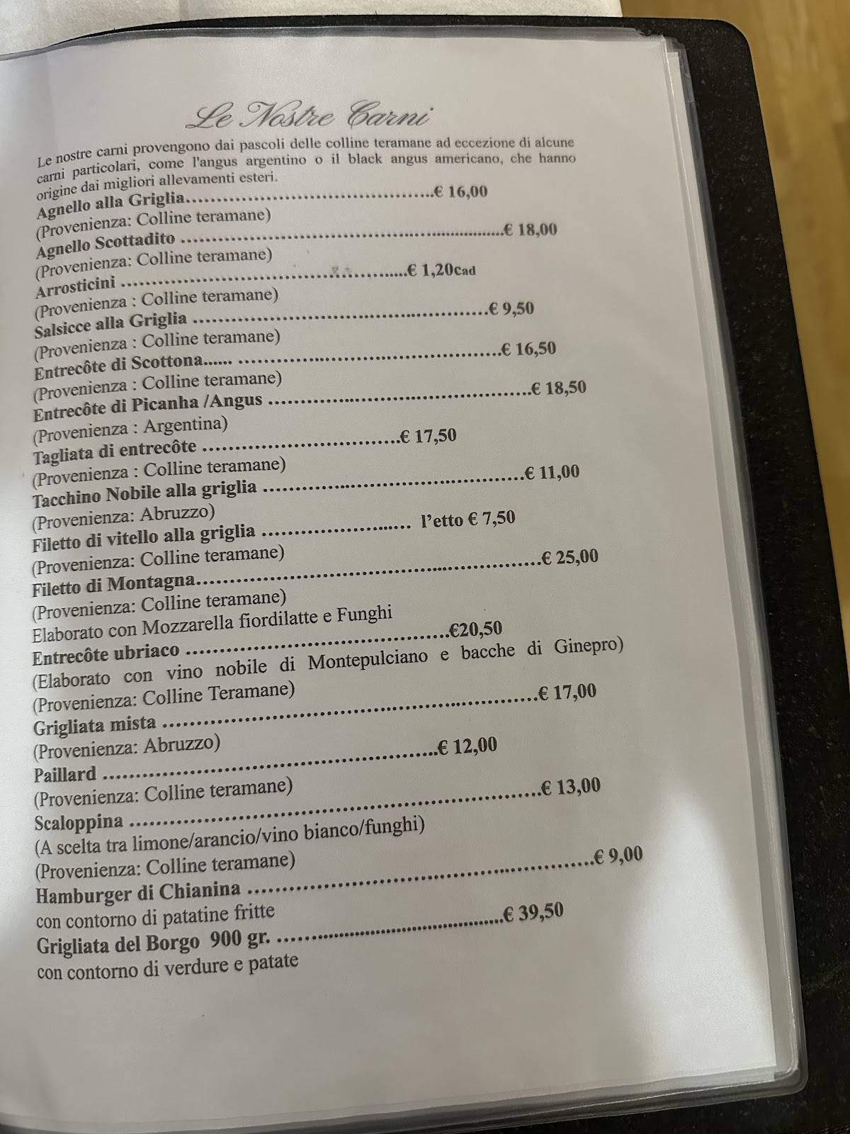 Menu di Borgo Antico 